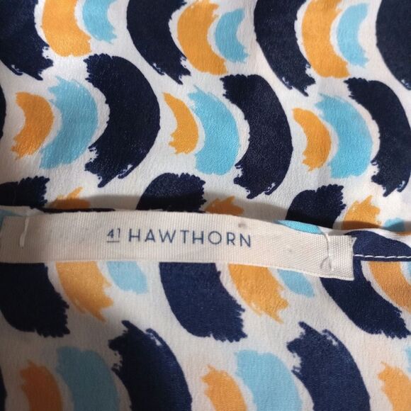 R Hawthorn Print Tunic Top Blouse 3/4 Sleeve Blue Orange Pattern Casual - Picture 5 of 7